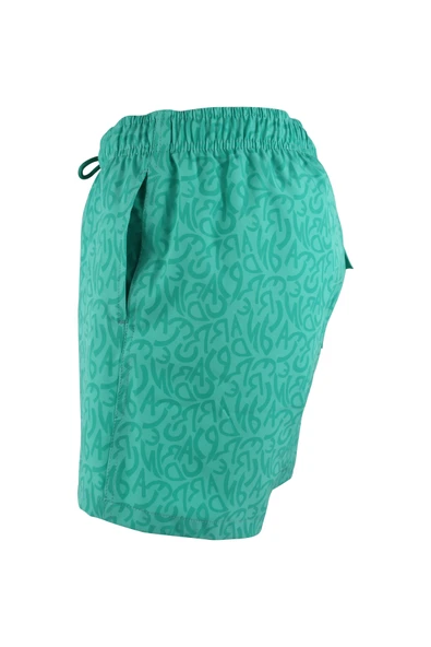 Erkek Deniz Şortu Cepli Pamuklu Polyester Su Yitici Tahriş Etmeyen Astar Desenli Yeşil BS-233 - 3