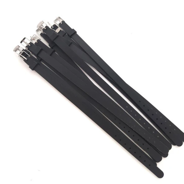 Bileklik 10 lu Silikon Siyah 08 mm Ayarlanabilir Charm Takılabilen Bileklik ürün görseli