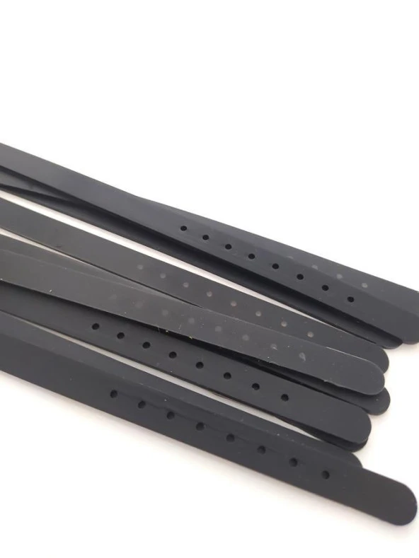 Bileklik 10 lu Silikon Siyah 08 mm Ayarlanabilir Charm Takılabilen Bileklik - Resim 2