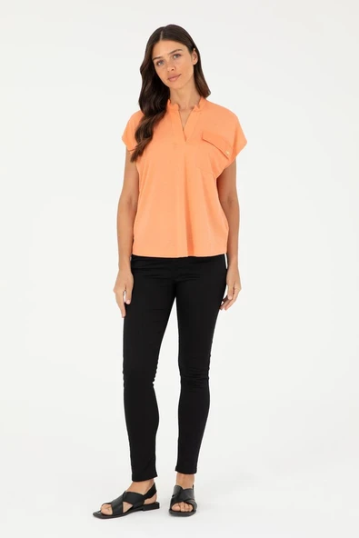 U.S. Polo Assn. Minimalist Yüksek Bel Dar Paça Kadın Pantolon - Günlük Şıklık - Resim 4