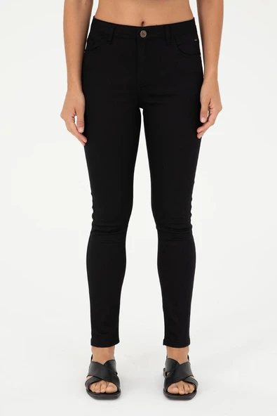 U.S. Polo Assn. Minimalist Yüksek Bel Dar Paça Kadın Pantolon - Günlük Şıklık - Resim 5