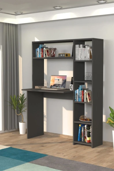 Duru Kitaplıklı Çalışma Masası Antrasit - 2