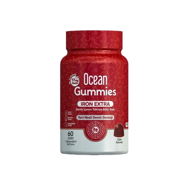 Ocean Gummies İron Extra Çilek Aromalı 60 Tablet ürün görseli