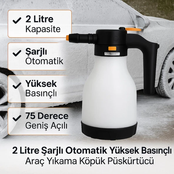 Coofbe Profesyonel 2Lt Yüksek Basınçlı Şarjlı Köpük Makinası Oto Yıkama Pompası Köpük Püskürtücü - Resim 7