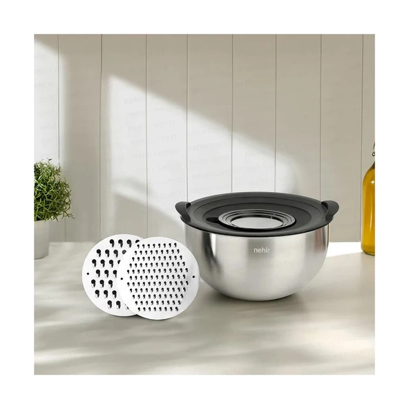 NEHİR SİLVER ÇELİK 4 PARÇA 24 CM RENDELİ KARIŞTIRMA KABI