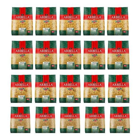 Arbella Makarna 500 gr Burgu-Boncuk-Fiyonk-Arpa 20 li Karma Paket