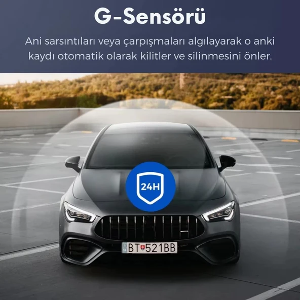 Coofbe GPS Mobil Uygulamalı 4K 170° Geniş Açı Gece Görüşlü Ön Arka Akıllı Araç İçi Kamera Park Modu G-sensor WiFi - 3