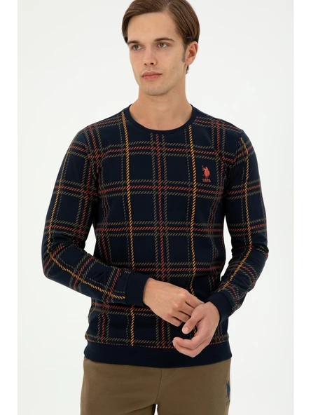 U.S. Polo Assn. Erkek Kareli Desenli Uzun Kol Sweatshirt - Rahat ve Şık - 2