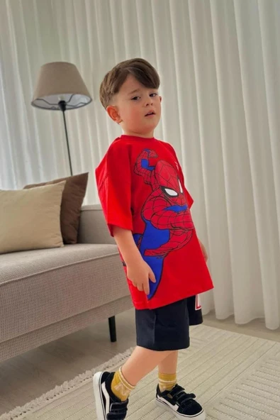 Spider Man Çizgi film Baskılı Alt Üst Erkek Çocuk 2li Takım ürün görseli 1