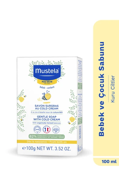 MUSTELA %82 Doğal İçerikli Kuru Cilt Cold Cream İçeren Besleyici Sabun El Vücut Bebek Çocuk 100gr 3504105036102