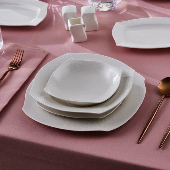 Karaca Square Bone Fancy 53 Parça 12 Kişilik Yemek Takımı - 4