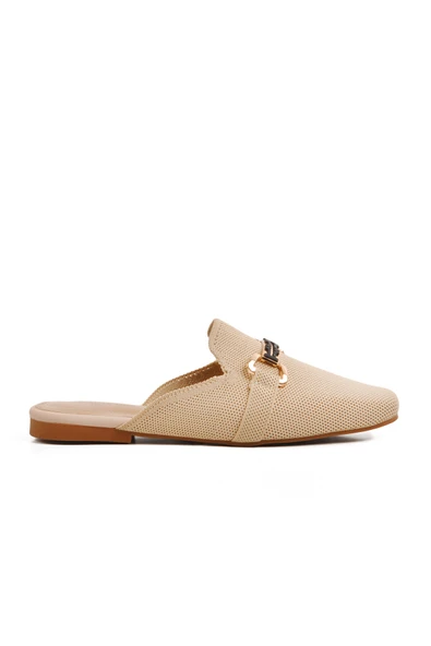 Ayakmod Bej Triko Hafif İnce Taban Önü Kapalı Kadın Terlik 277132 Z