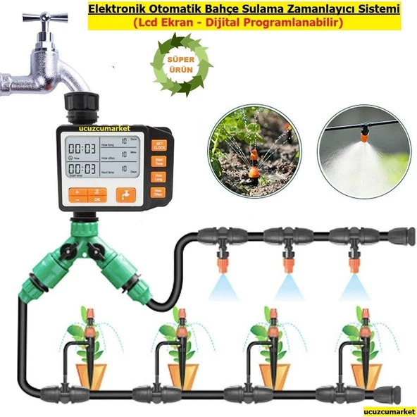 Otomatik Sulama Saati Zamanlayıcısı Bahçe Sulama Elektronik Sistemi (Lcd Ekran - Dijital Programlanabilir)