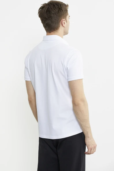 Kısa Kol Slim Fit Penye Gömlek - Beyaz - 5