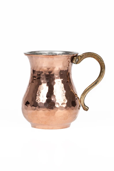 DMT Gaziantep Bakırdan El Dövmesi Su ve Ayran Bardak boy 10cm genişlik 6,1cm kalınlık 1mm kalaylı - 2