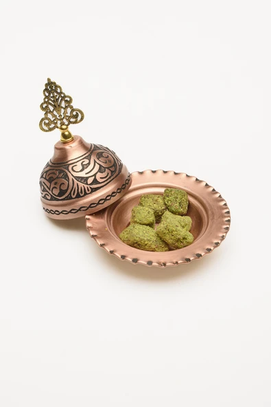 GAZİANTEP BAKIR 14 CM-12 CM EL İŞLEMESİ 1.SINIF ÖZEL KAHVE YANI SUNUMLUK LOKUMLUK-ÇEREZLİK 2'Lİ SETİ - 5