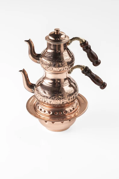 DMT Gaziantep Bakır Çaydanlık Takımı ve Balkon Sefası Takımı Komple EL KESKİ İŞLEMESİ - 2