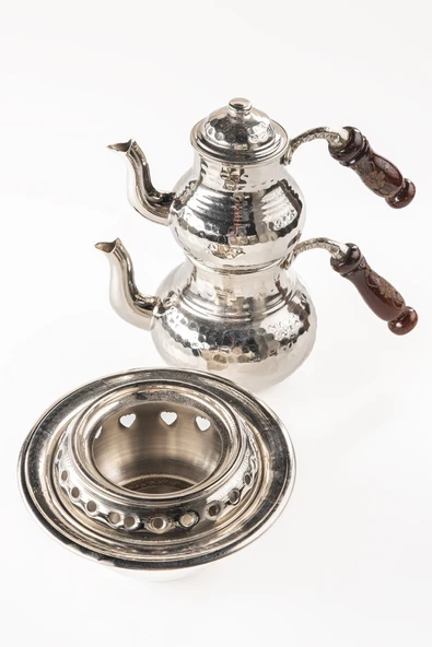 DMT Gaziantep Bakır Çaydanlık Takımı ve Balkon Sefası Takımı Komple EL DÖVME İŞLEME