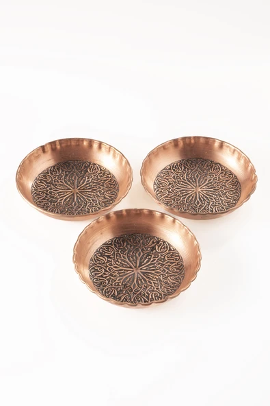 DMT COPPER HOME GAZİANTEP BAKIR ÇEREZLİK SETİ KURUYEMİŞ 3 'LÜ SET(12cm X 2,5cm)