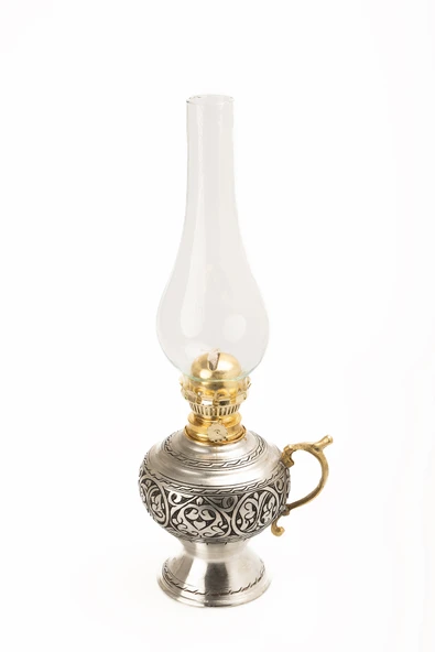 DMT Gaziantep Bakır Osmanlı Ağır El İşlemeli Gaz Lambası yük:38cm kalınlık:0,8mm - 2