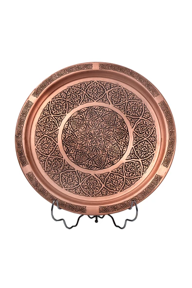 DMT Gaziantep Bakır 29cm Osmanlı El İşlemeli Sunum tepsi Kına tepsisi 29cm - 2