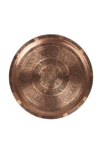 34cm Gaziantep Bakır Osmanlı Ağır El İşlemeli tepsi Kına tepsisi 34 cm Ağırlık : 0,600 gr