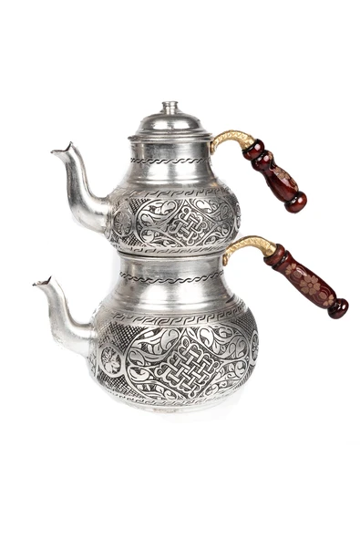 DMT Gaziantep Bakır Çaydanlık Takımı AĞIR İşlemeli toplam boy:26cm En:Alt 16cm üst 12cm çap - 2