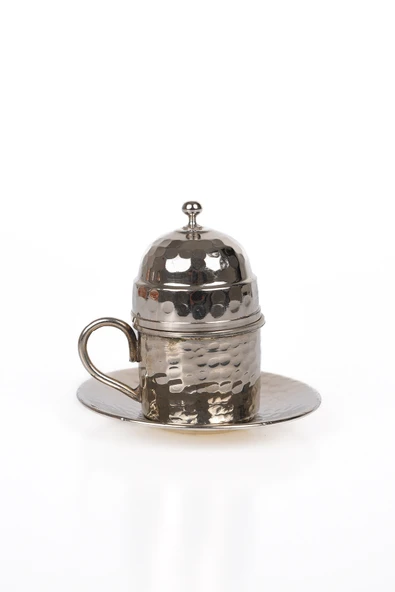 DMT Gaziantep Bakır Osmanlı Türk Kahve Fincanı tek kişilik ağır işlemeli Fincan Çekiç Dövmeli - 2