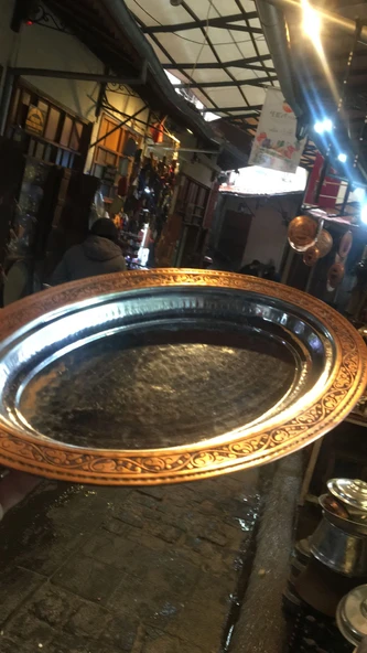 Gaziantep Bakır İşlemeli-Dövmeli Sunumluk-iskender Tabak Genişlik :30cm