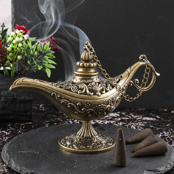 DMT Gaziantep Bakır Buhardanlık-Tütsülük sihirli lamba alaattin yükseklik 12 cm - 2