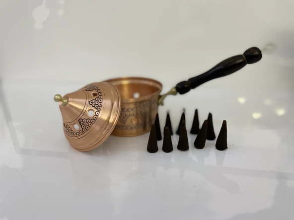 Gaziantep Bakır Buhardanlık-Tütsülük Oda Kokusu Tütsü Tutacağı Tütsü ( 10 ADET Tütsü Hediyeli) - 3