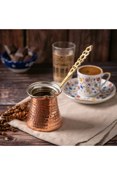 El Yapımı Dövme Bakır Cezve 4 Fincanlık 1. Kalite