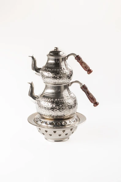 BÜYÜK BOY Gaziantep Bakır Çaydanlık Takımı ve Balkon Sefası takımı Çiçek İşlemeli Zımba detaylı