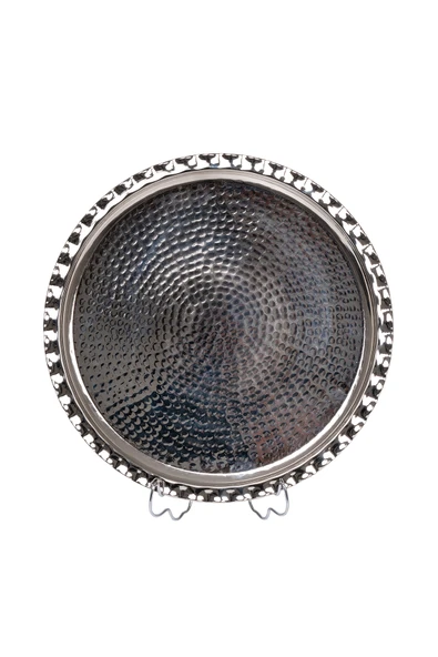 DMT Gaziantep Bakır 35cm El DÖVMESİ Sunum Servis tepsisi 35cm (ÇİRTİKLİ) - 2