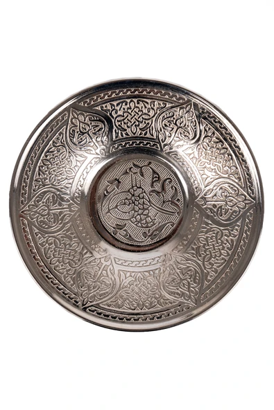 DMT COPPER HOME Gaziantep Bakır Çay Tabağı Osmanlı Tuğra işlemeli 6'LI - 2