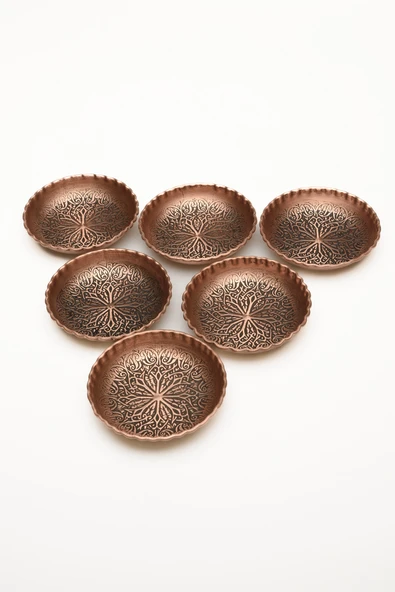 DMT COPPER HOME GAZİANTEP BAKIR ÇEREZLİK SETİ KURUYEMİŞ REÇEL 6 'LI SET(14cm X 2,5cm) - 2