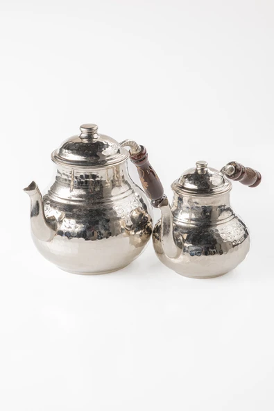 JUMBO BOY Gaziantep Bakır Çaydanlık Takımı EL ÇEKİÇ İŞLEME BATTAL BÜYÜK BOY (üst:1,3 ml alt :3,20 ml)