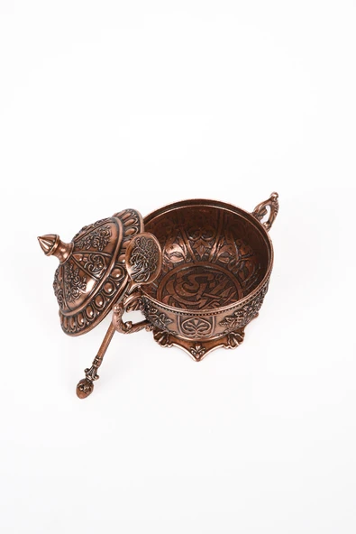 DMT COPPER HOME Gaziantep Bakır Zamak Şekerlik Kase Takımı yük:11cm Geniş:13 cm&(2'li Set takımı) - 4