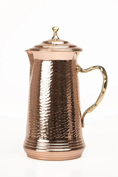 DMT Gaziantep Bakır El Dövmeli Sürahi kalaylı yük:27 cm kalınlık:0,5mm 1,75 litre kapasite Çap:13cm - 2