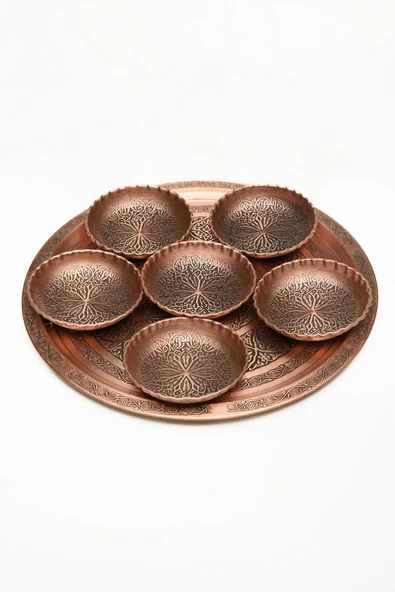DMT COPPER GAZİANTEP BAKIR ÇEREZLİK SETİ KURUYEMİŞ 6 'LI SET(10cm X 3cm)(32TEPSİ) - 2