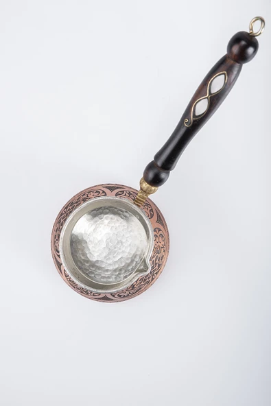 5 kişilik ÖZEL ÜRETİM Gaziantep Bakır El Ağır İşlemeli Türk Kahve Cezve 1.SINIF (1mm kalınlık) - 2