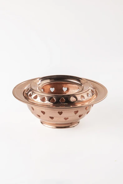 GAZİANTEP BAKIRDAN EL İŞİ BÜYÜK ÇAYDANLIK BALKON SEFASI OCAĞI  derinlik 9 cm , iç çap: 15,5 cm - 2