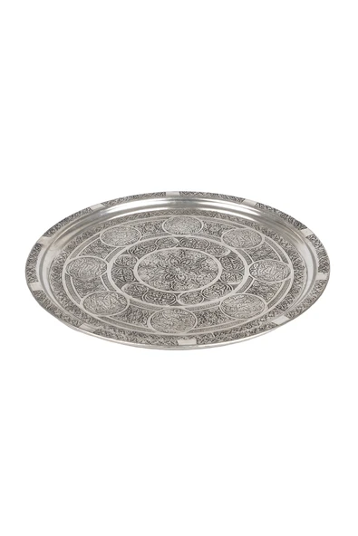 34cm Gaziantep Bakır Osmanlı El İşi tepsi Kına tepsisi 34 cm Ağırlık : 0,600 gr ESKİTME MODELİ - 2