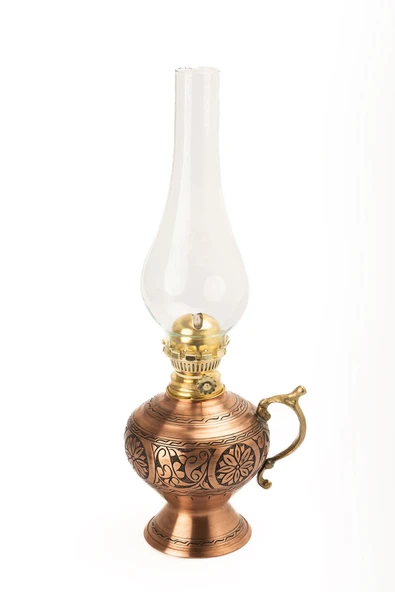 DMT Gaziantep Bakır Osmanlı Ağır El İşlemeli Gaz Lambası yük:38cm kalınlık:0,8mm - 2