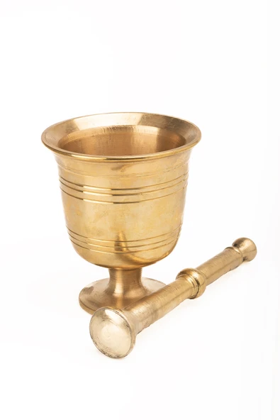 DMT Gaziantep Bakır Pirinç Döküm Havan eli kalınlık:0,6mm Ağız genişli 6,5cm Ağırlık:0,900gr - 2