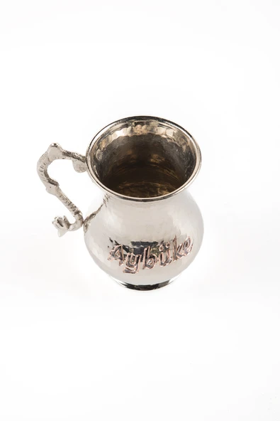 DMT COPPER Gaziantep Bakır El ÇEKİÇ DÖVMESİ İSİMLİ kupa bardak HEDİYELİK İSME ÖZEL 1,0mm (3'LÜ SET) - 4