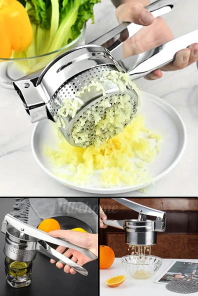 Tilbe Home Patates Ezici Press Meyve Nar Sıkacağı Patates Püre Yapıcı Mutfak Hazneli Çelik Mevye Limon Sıkacak