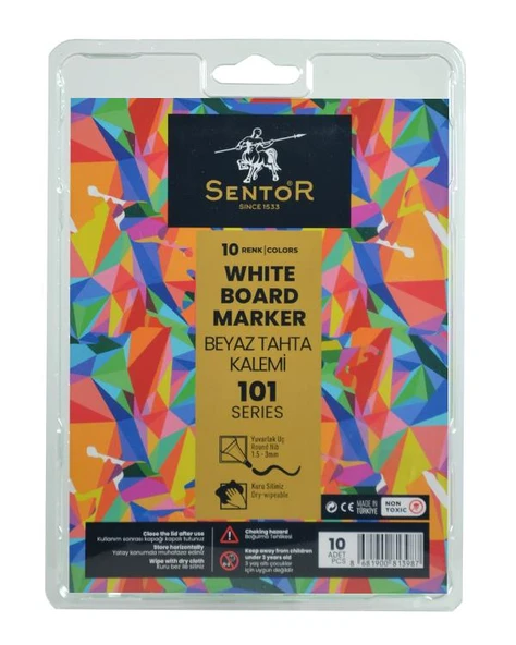 Sentor 10 Renk Beyaz Tahta Kalemi Seti