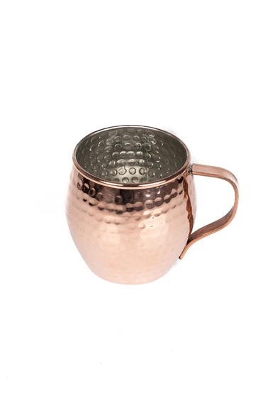 DMT Gaziantep Bakırdan El Dövmesi Tombul kupa bardak boy 9 cm genişlik 9,1 cm kalınlık 2mm kalaylı - 2