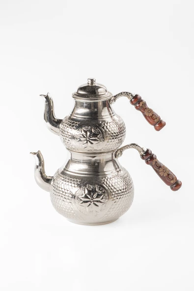 JUMBO BOY Gaziantep Bakır Çaydanlık Takımı EL YILDIZ İŞLEME BATTAL BÜYÜK BOY (üst:1,3 ml alt :3,20 ml) - 2